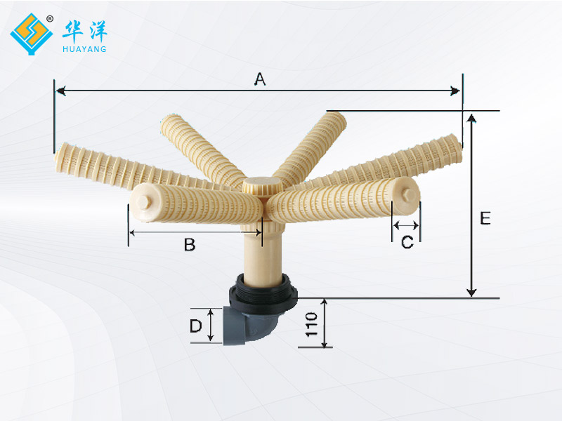 Six claw side mounted water distributor
